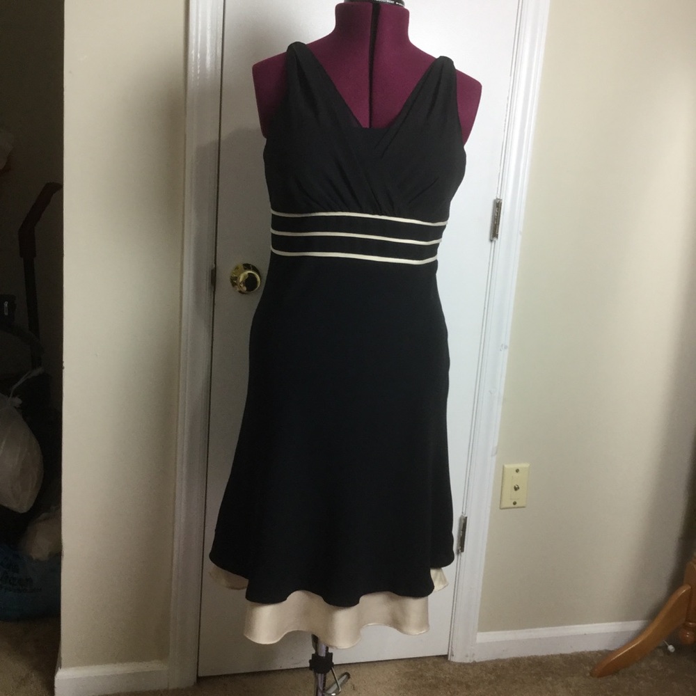 NWOT Z Studio Cocktail Formal Black & Ivory Sleeveless midi dress